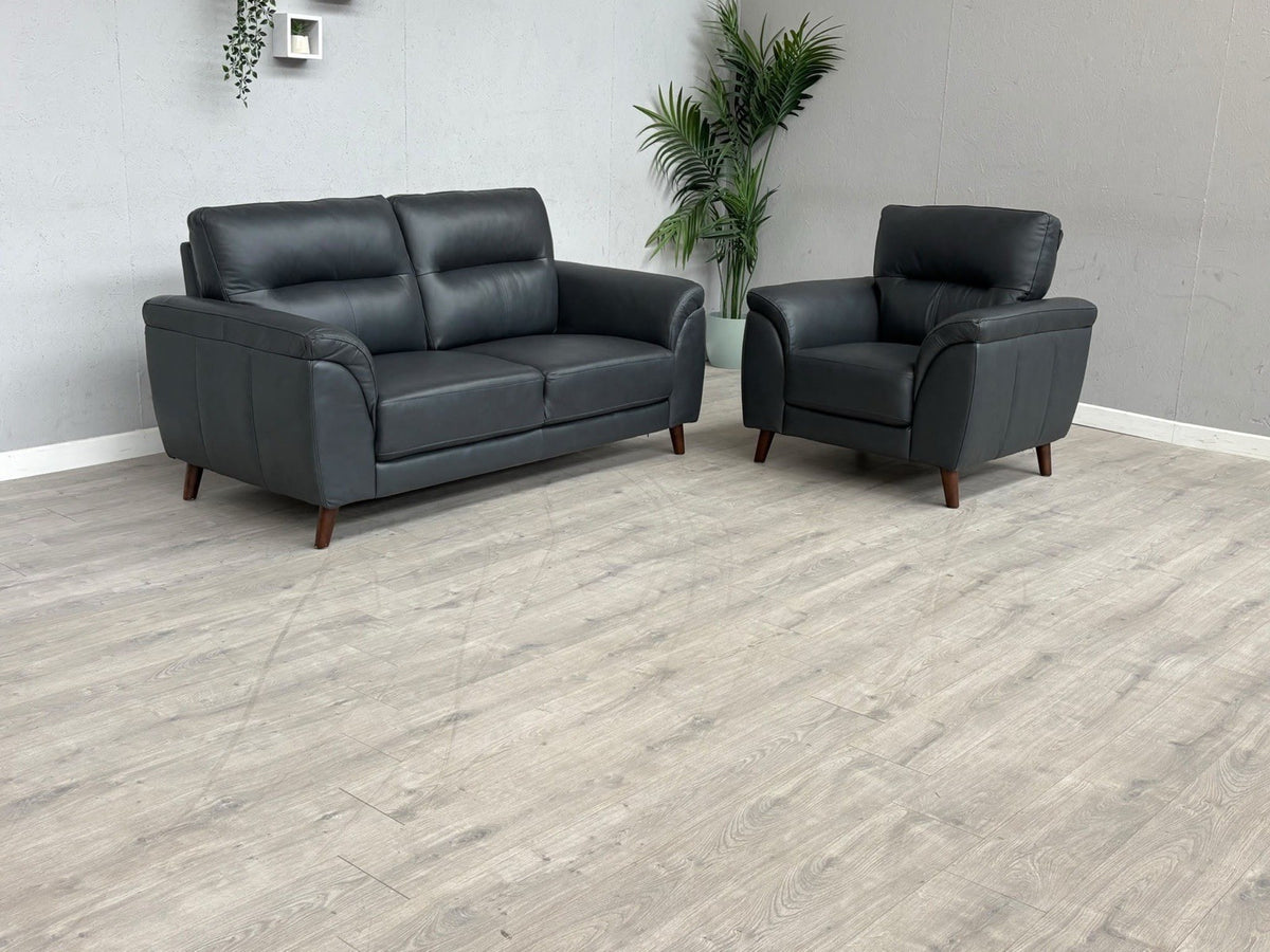 DFS Coben Leather 2 Seater Sofa + Armchair Set - RRP £1428 (Read Description)