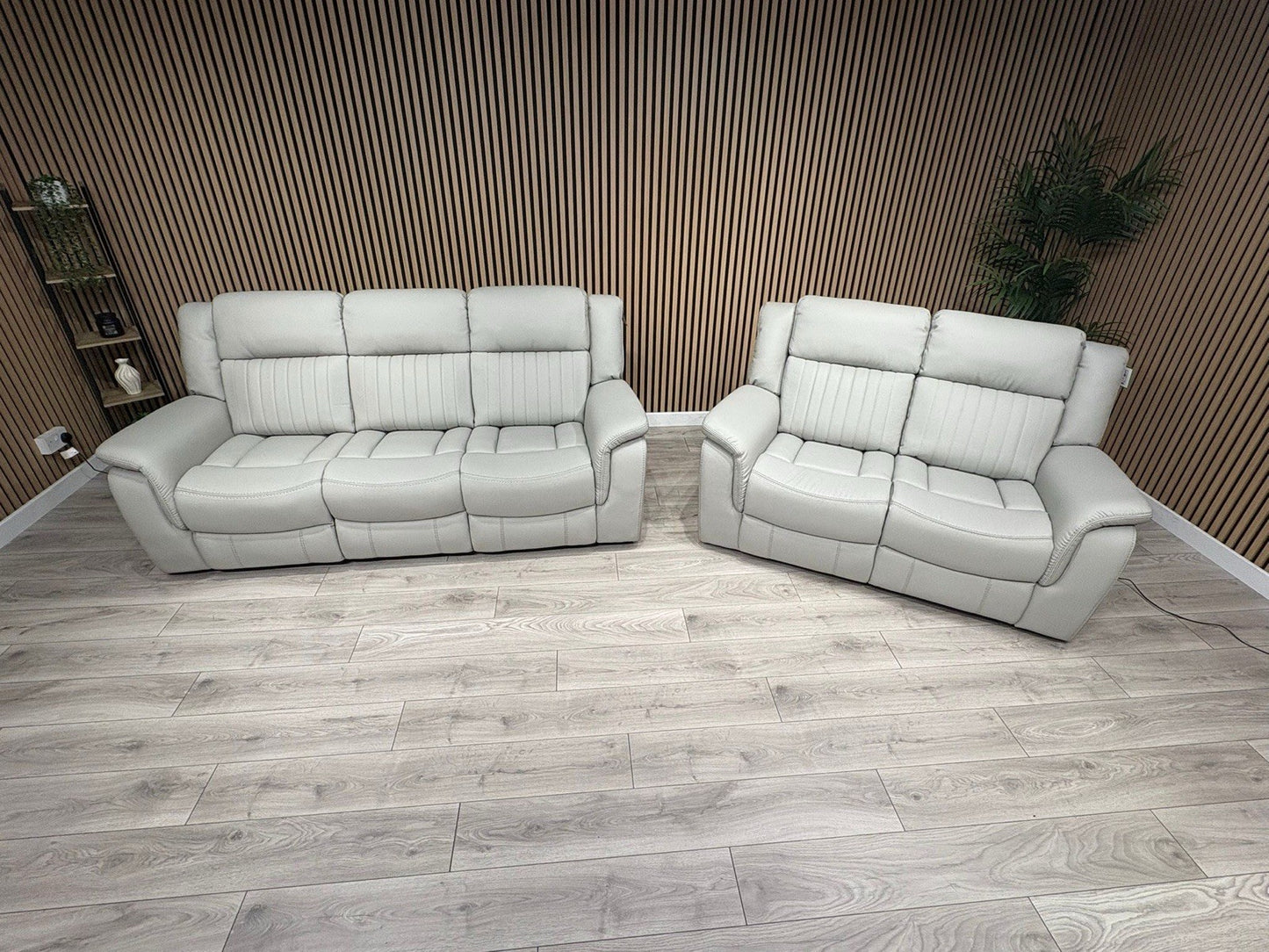 DOMINO 3 Seater + 2 Seater Leather Sofa Set, Power Recliners - RRP £2,995