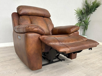 DFS Bravado Leather Power Recliner Armchair + Power Headrests - RRP £1,149