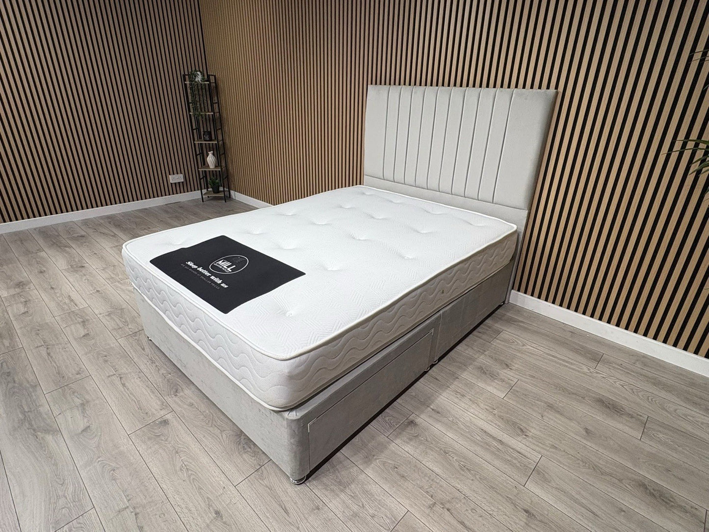 4ft6 Durham Bed Set, Inc Base + Headboard + Mattress (Storage Options Available)