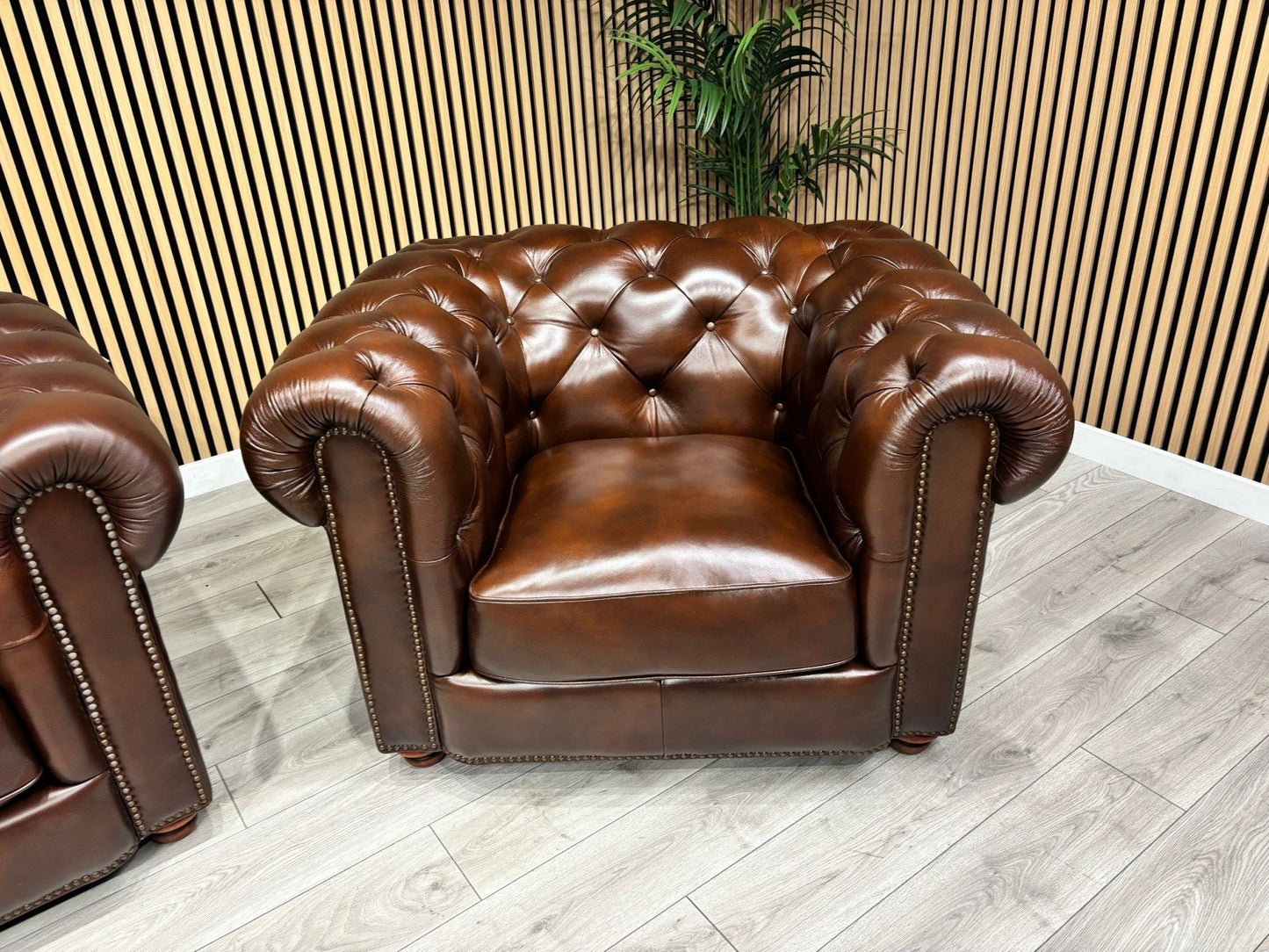 At The Helm Shackleton Style 3 Seater Sofa + Armchair Leather Chesterfield Set