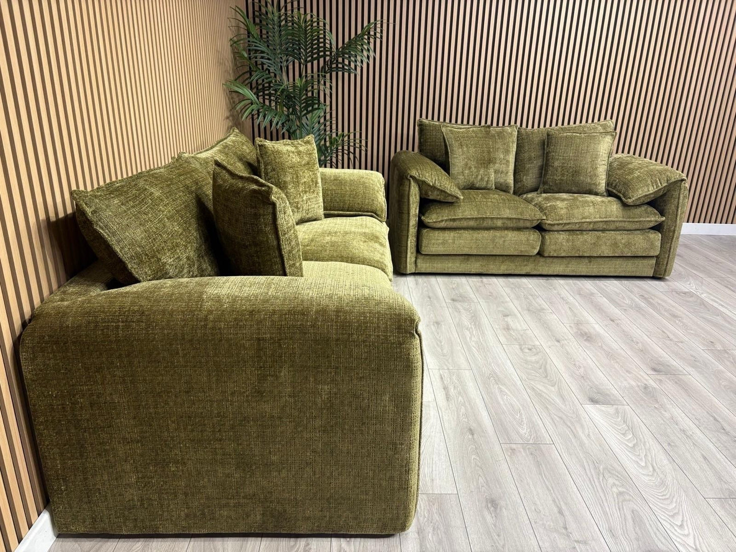 SOLICE Fabric 3 Seater + 2 Seater Sofa Set, Green - RRP £2,498