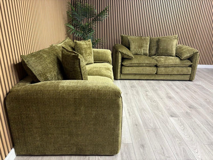SOLICE Fabric 3 Seater + 2 Seater Sofa Set, Green - RRP £2,498