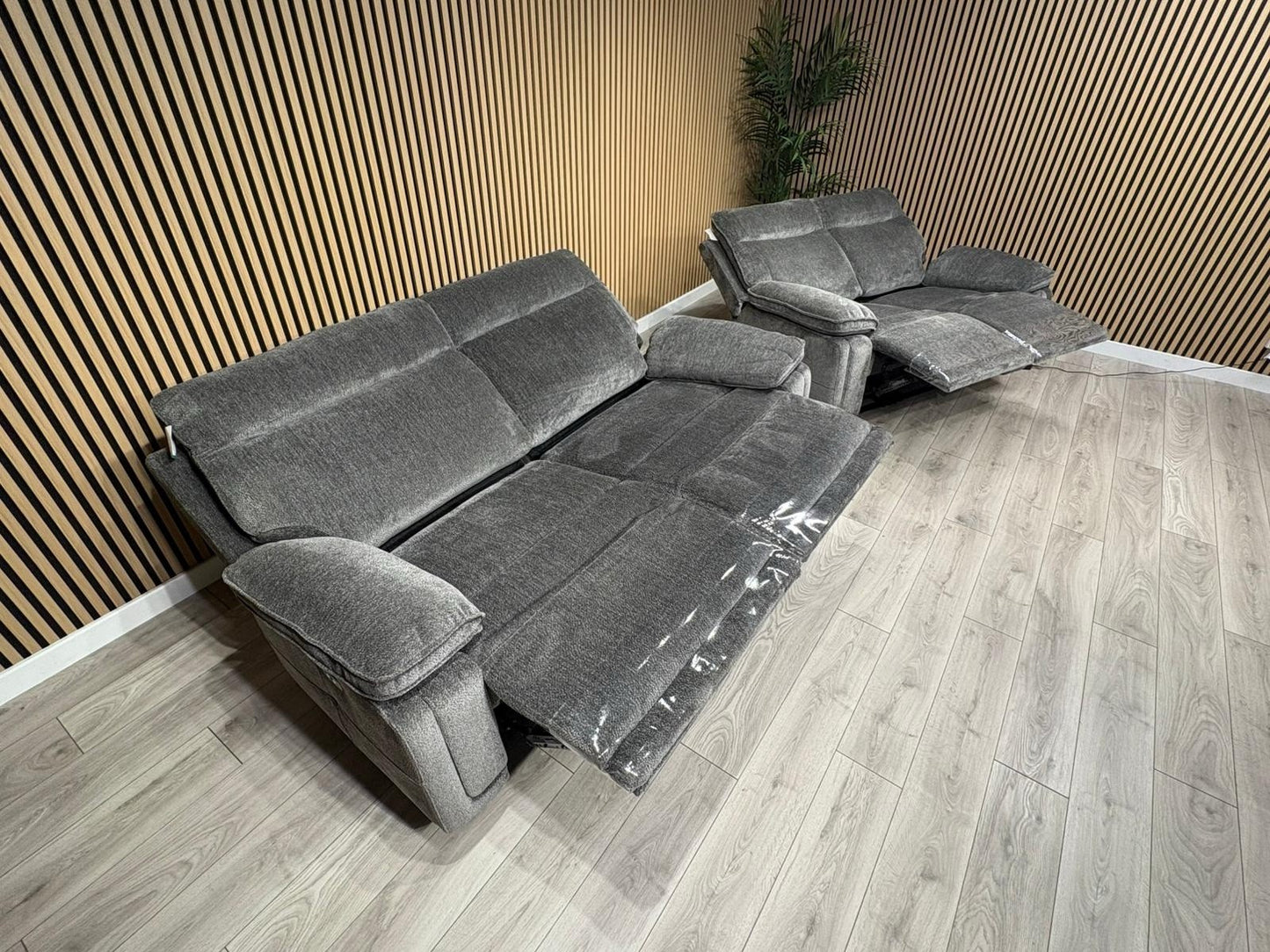 DFS Sample - Cadenza Style Fabric 3 + 2 Seater Power Sofa Set - RRP £2898