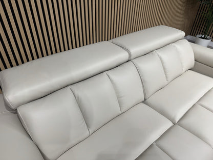 DALLAS Leather 3 Seater Double Power Chaise Sofa, Bluetooth Speakers - RRP £1999