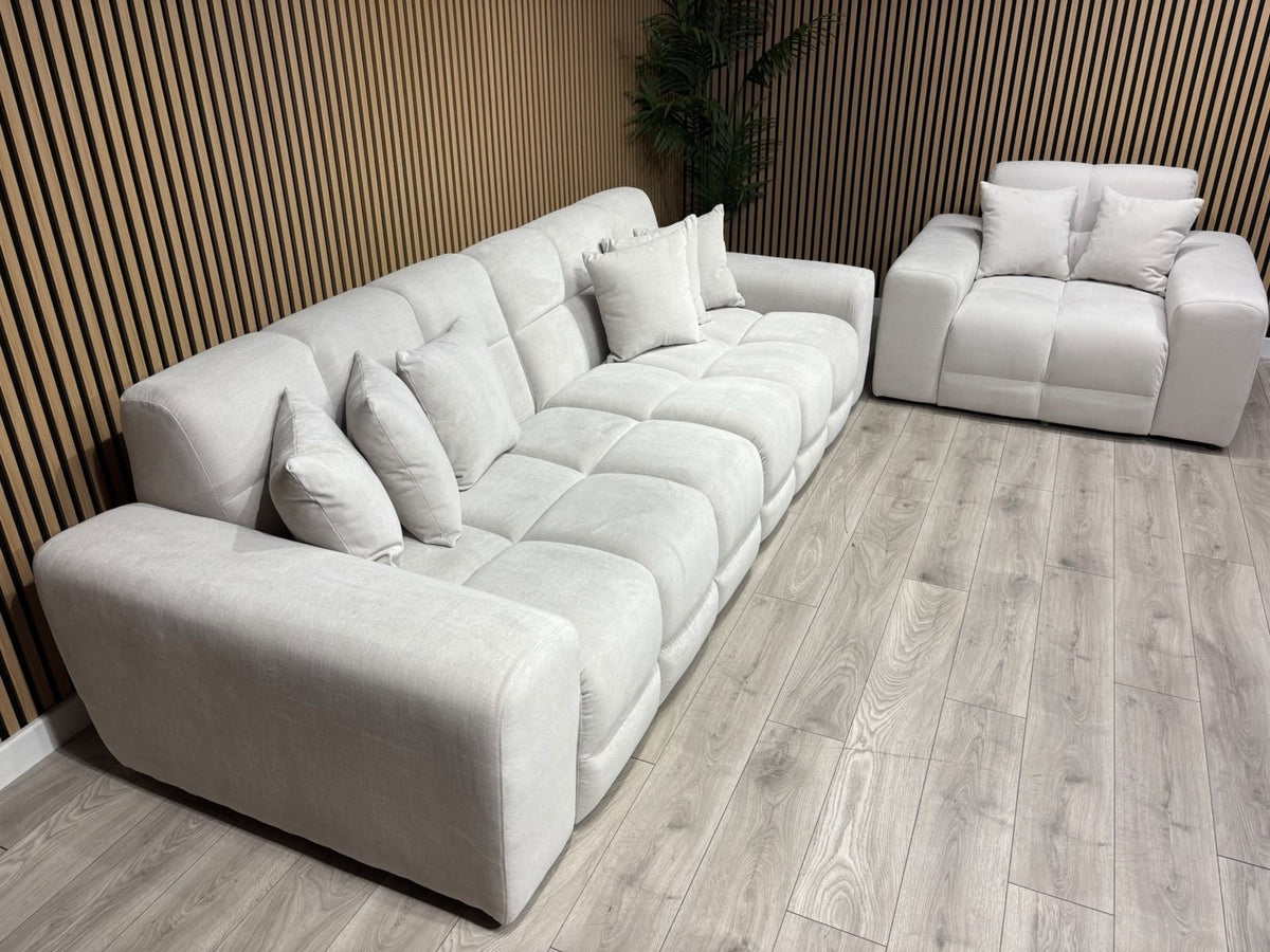 EVE CLOUD Large Fabric 4 Seater Sofa + Armchair, Natural - RRP £2,998