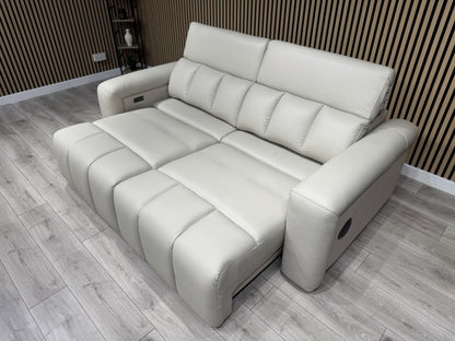 DALLAS Leather 3 Seater Double Power Chaise Sofa, Bluetooth Speakers - RRP £1999