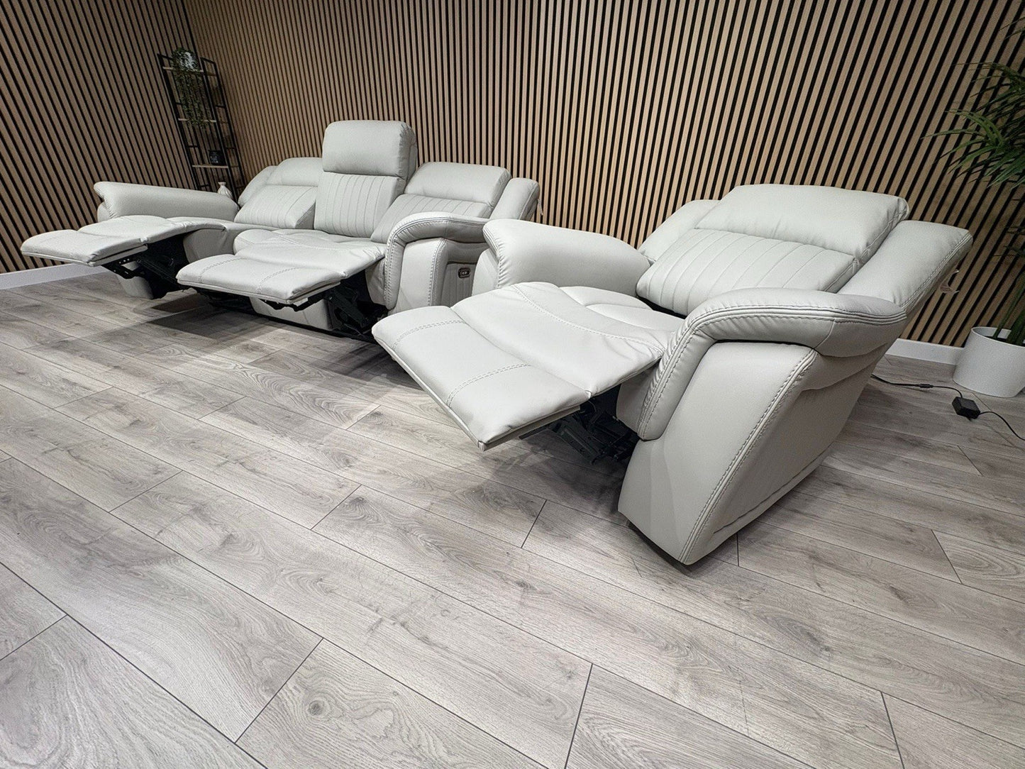 DOMINO Leather 3 Seater Sofa + Armchair Set, Power Recliners - RRP £2,795