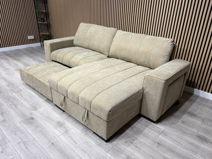 MONACO Premium Fabric RHF or LHF Chaise Sofa Bed with Storage - RRP £1549