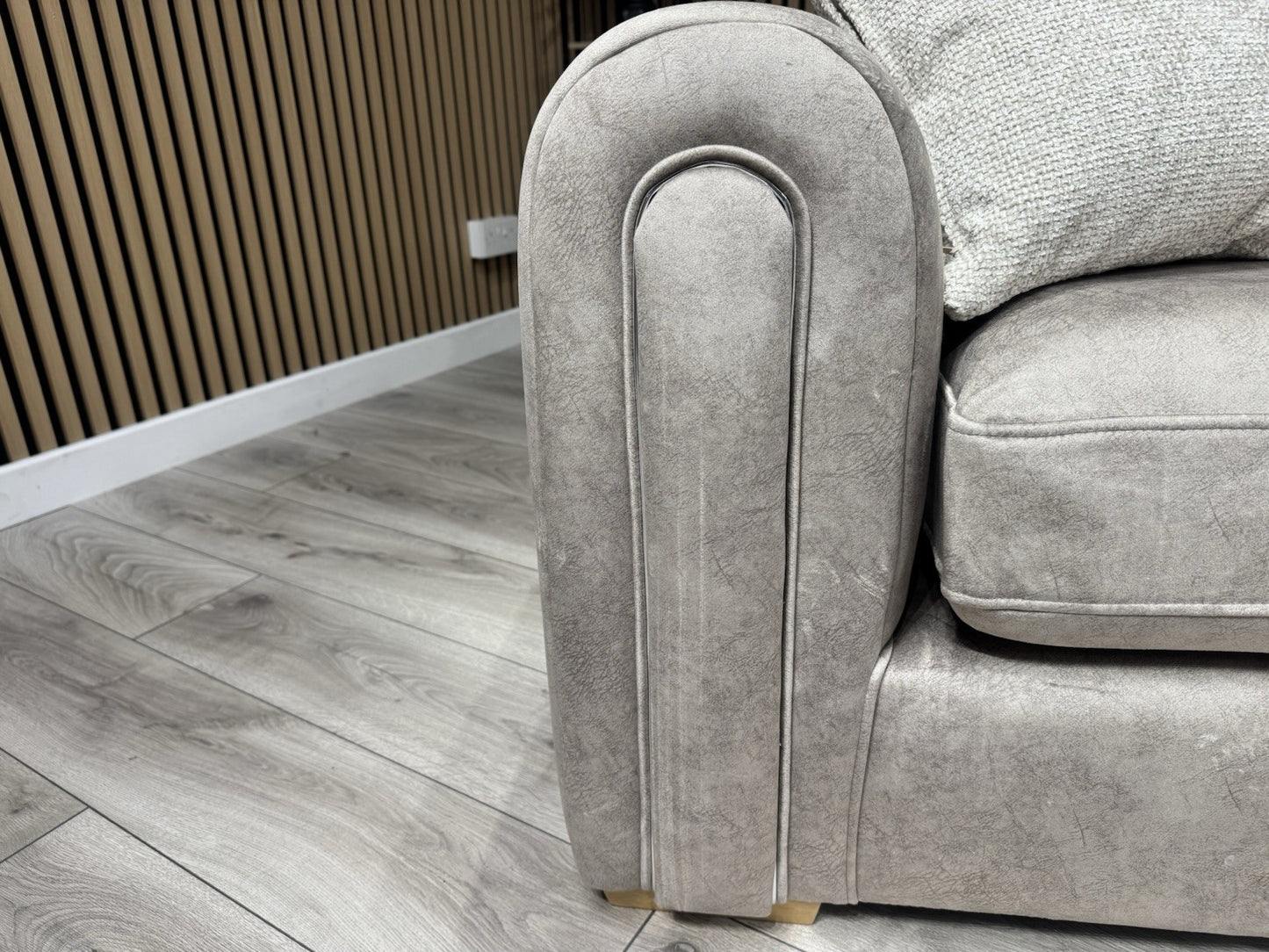 DEVINE Glamour Fabric 3 Seater + 2 Seater Sofa Set, Stone - RRP £2,598