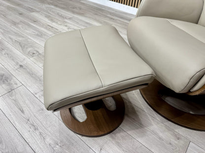 Furniture Village Tallinn Leather Swivel Chair and Footstool - RRP £1395