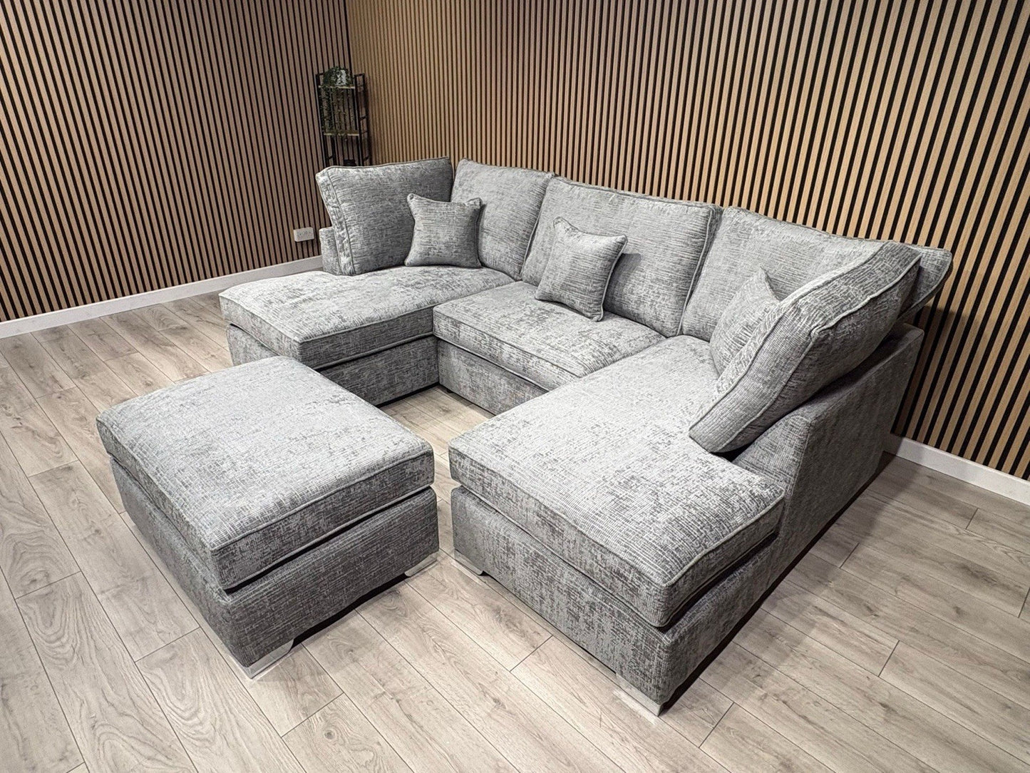 NEXT Premium Fabric U Shaped Corner Chaise Sofa + Footstool - RRP £2599