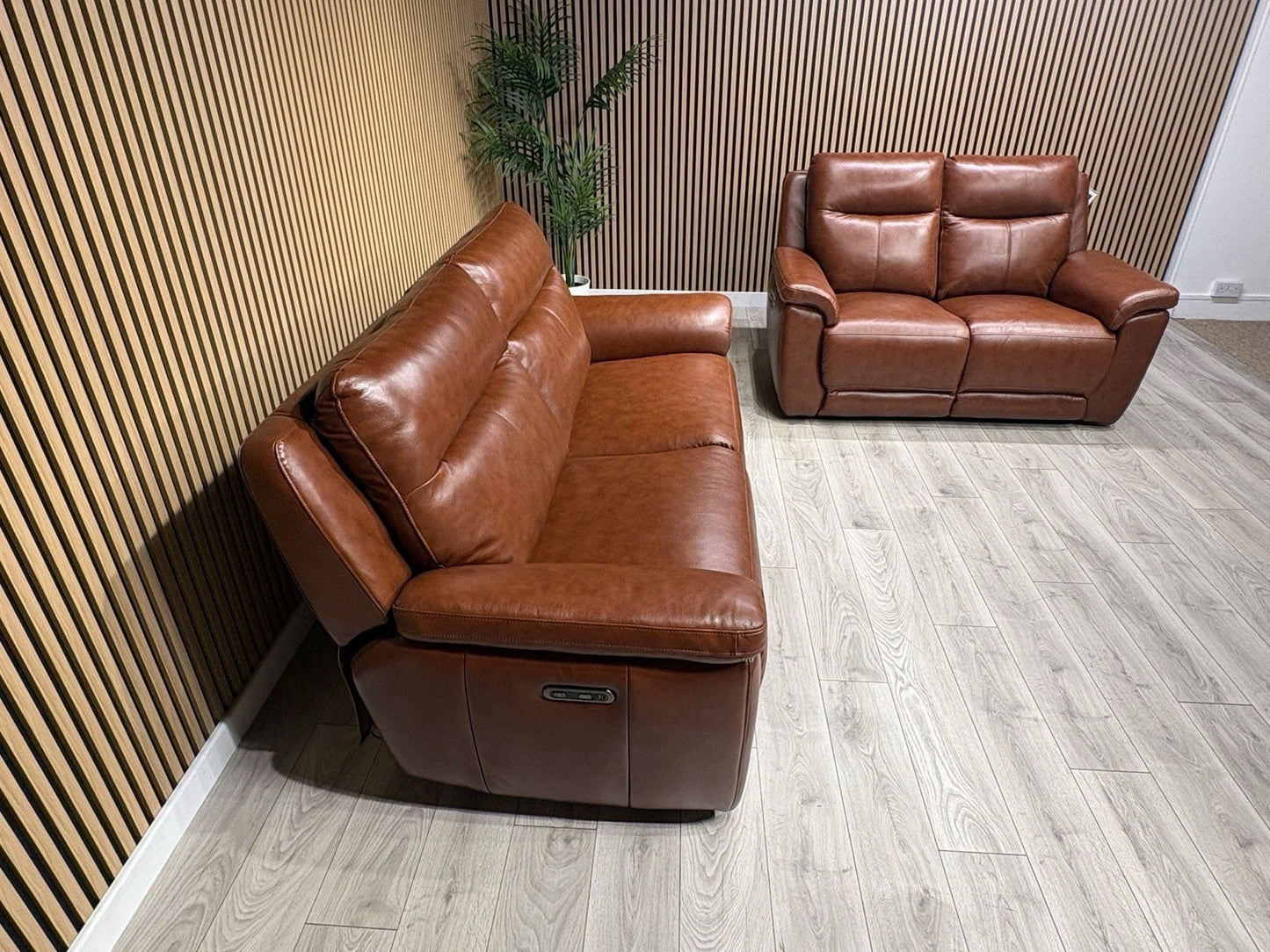 NAVONA 3 Seater + 2 Seater Leather Sofa Set, Power Recliners - RRP £3,498