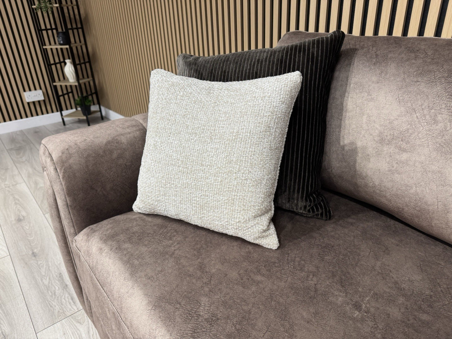 DEVINE Glamour Large Fabric 2 Corner 2 Sofa, Gemini Chocolate - RRP £2,695