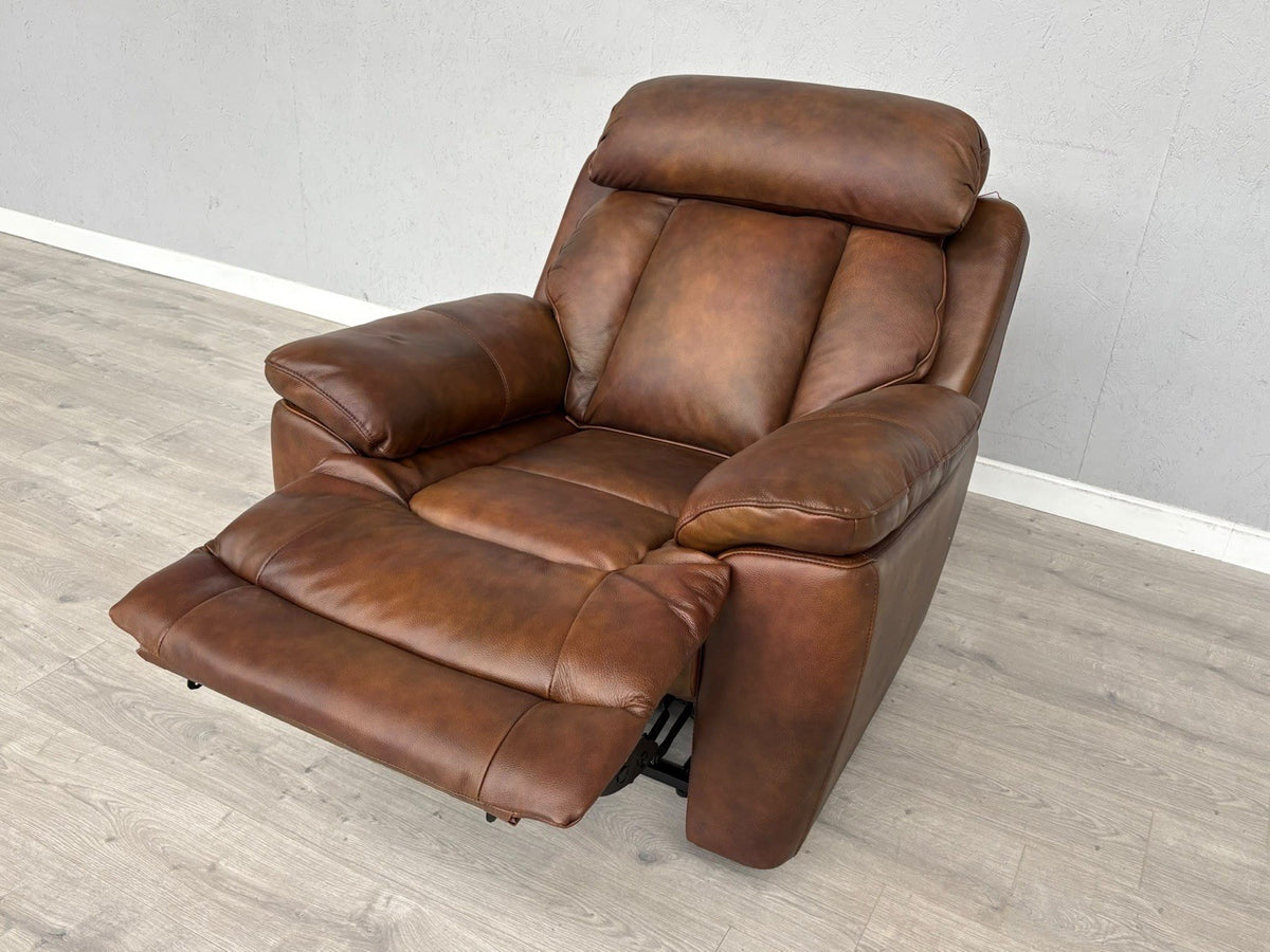 DFS Bravado Leather Power Recliner Armchair + Power Headrests - RRP £1,149