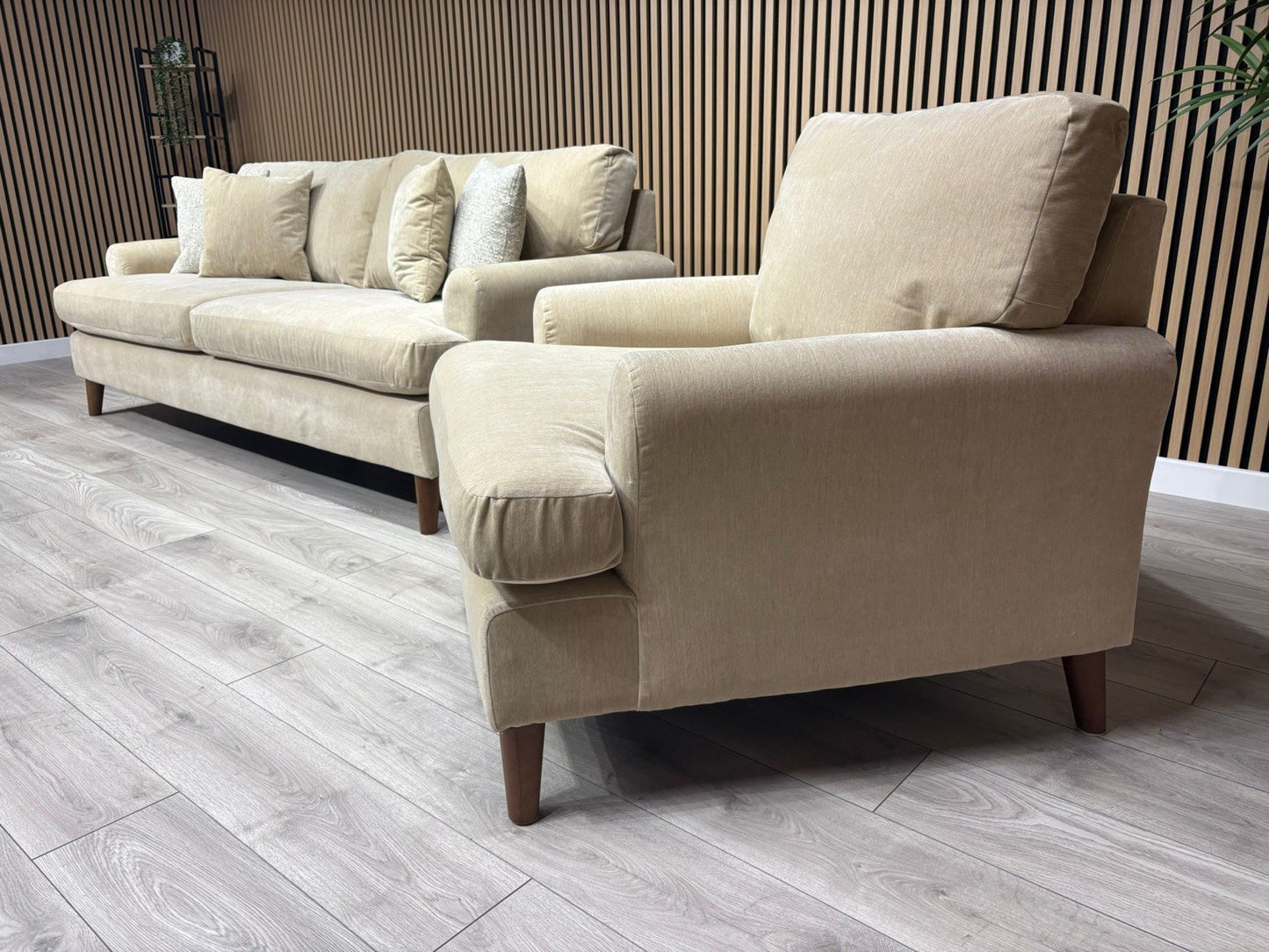 Furniture Village JACKSON Fabric Velvet 4 Seater Sofa + Armchair - RRP £1,840