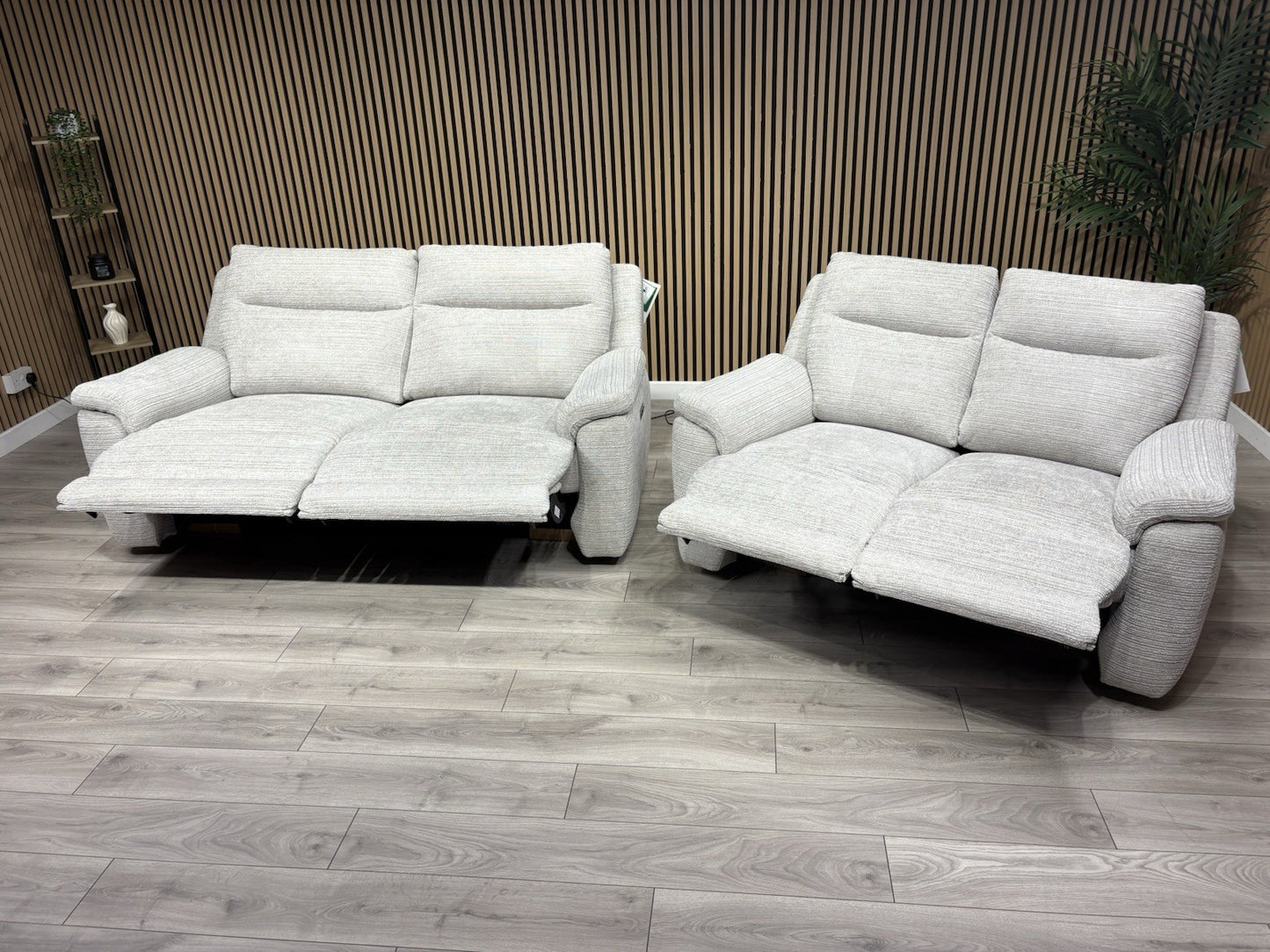 NAVONA 3 Seater + 2 Seater Fabric Sofa Set, Power Recliners - RRP £3,298