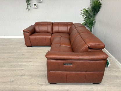 F.V Inca Leather Power Recliner Corner Sofa + Power Headrests - RRP £4095