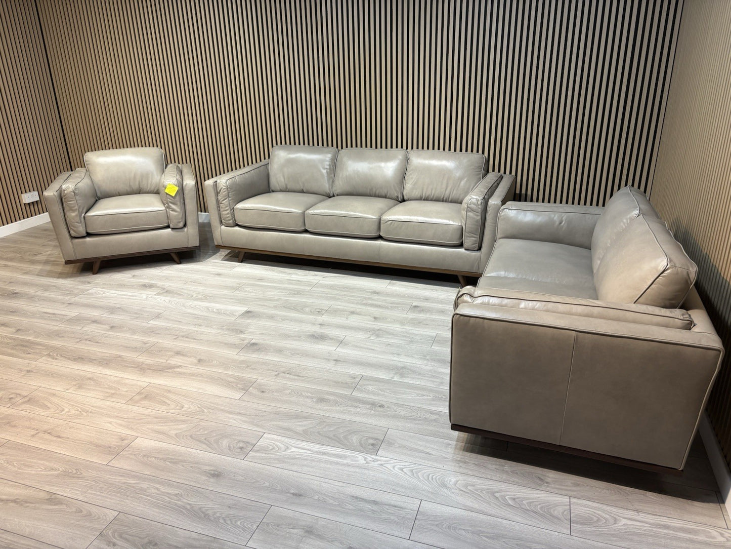 John Lewis Sample VALENCIA 3 Seater + 2 Seater + Armchair Leather Sofa Set
