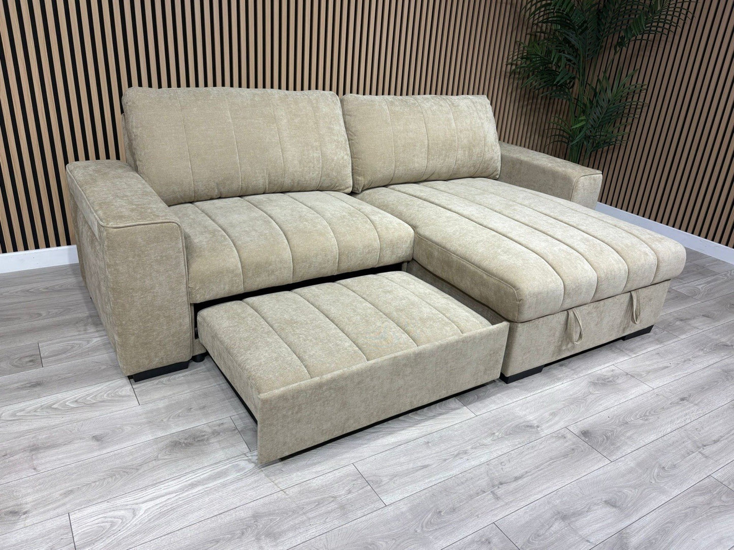 MONACO Premium Fabric RHF or LHF Chaise Sofa Bed with Storage - RRP £1549