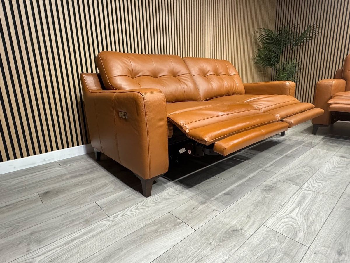 ScS Poltronesofa RUFFIO Leather 2 x 3 Seater Power Recliner Sofa Set - RRP £4498
