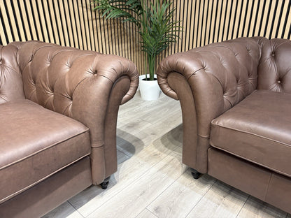 Next GOSFORD Leather Chesterfield Large 3 Seater + 2 Seater Sofa Set - RRP £5250