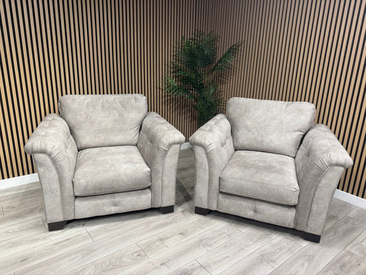 Furniture Village Boutique AURA Fabric 2 x Armchairs, Oatmeal - RRP £2,190
