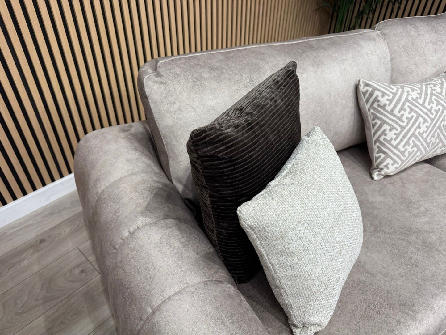 DEVINE Glamour Large Fabric 4 Seater Sofa + Love Chair Armchair - RRP £2,598