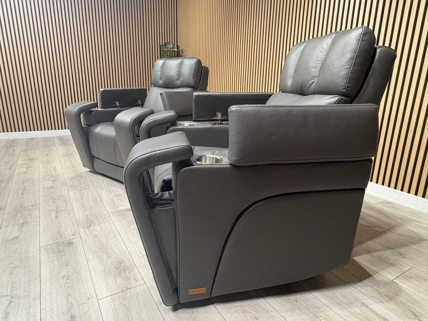SCS Adstock x2 Leather Power Recliner Chairs with Power Head Tilt RRP £2258