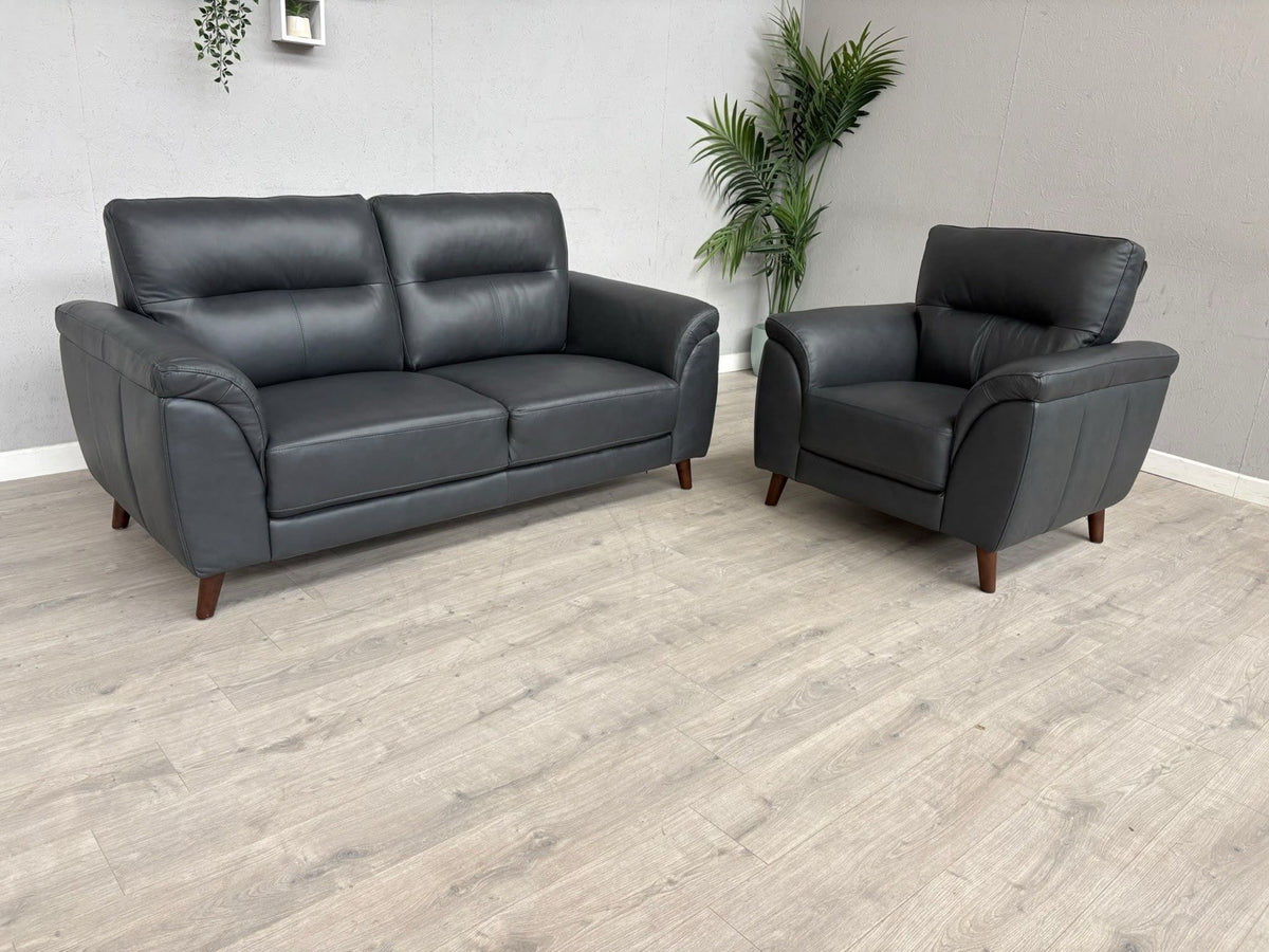 DFS Coben Leather 2 Seater Sofa + Armchair Set - RRP £1428 (Read Description)