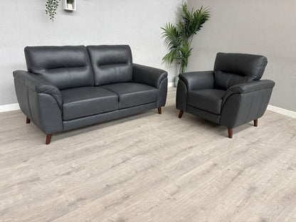 DFS Coben Leather 2 Seater Sofa + Armchair Set - RRP £1428 (Read Description)
