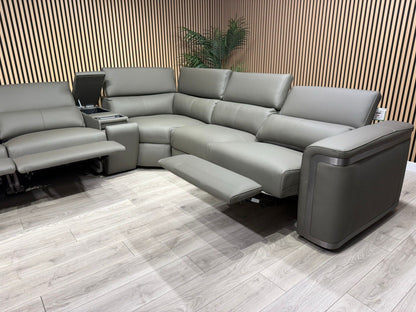 Sofology PLAZA style Leather 2c2 Power Recliner Sofa + Console - RRP £4699