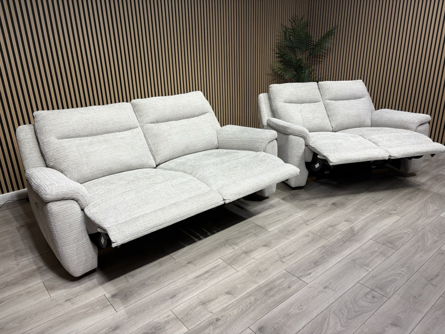 NAVONA 3 Seater + 2 Seater Fabric Sofa Set, Power Recliners - RRP £3,298
