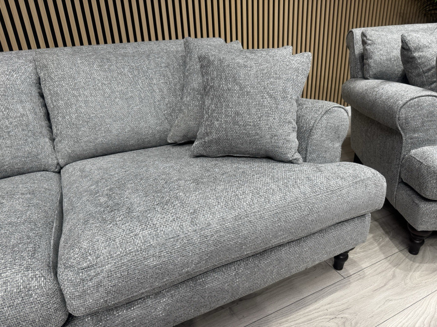 Laura Ashley LYNDEN Style Fabric 3 Seater + 2 Seater Sofa Set, Grey - RRP £2,700