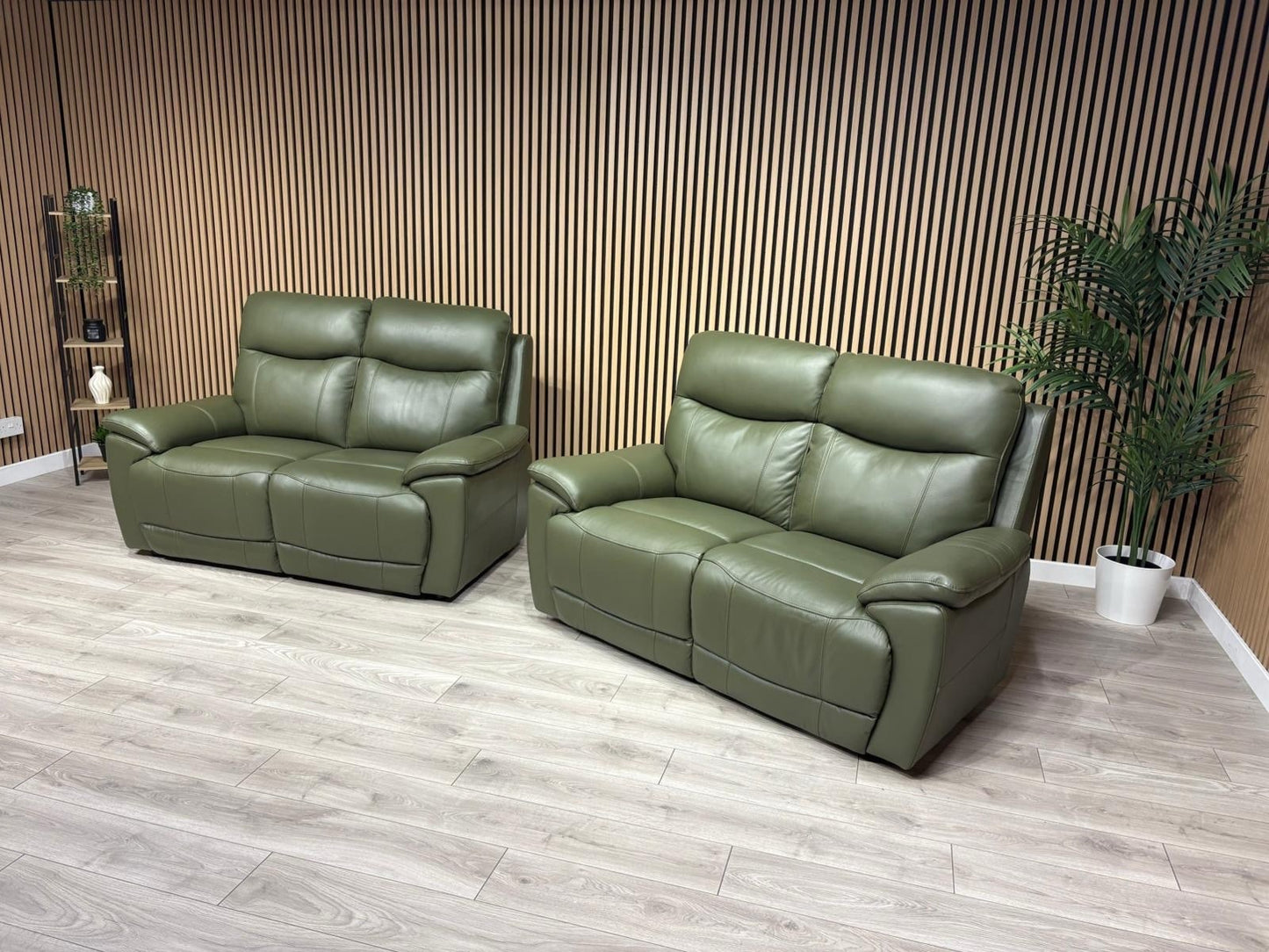 Furniture Village - SLOANE Leather 2 x 2 Seater Sofa Set, Oslo Pine - RRP £2,190