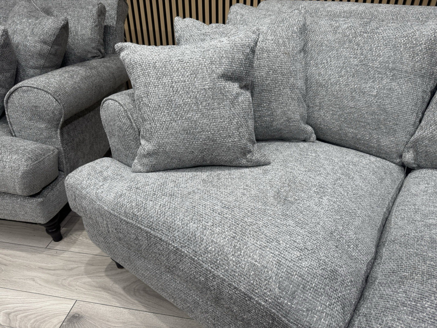 Laura Ashley LYNDEN Style Fabric 3 Seater + 2 Seater Sofa Set, Grey - RRP £2,700