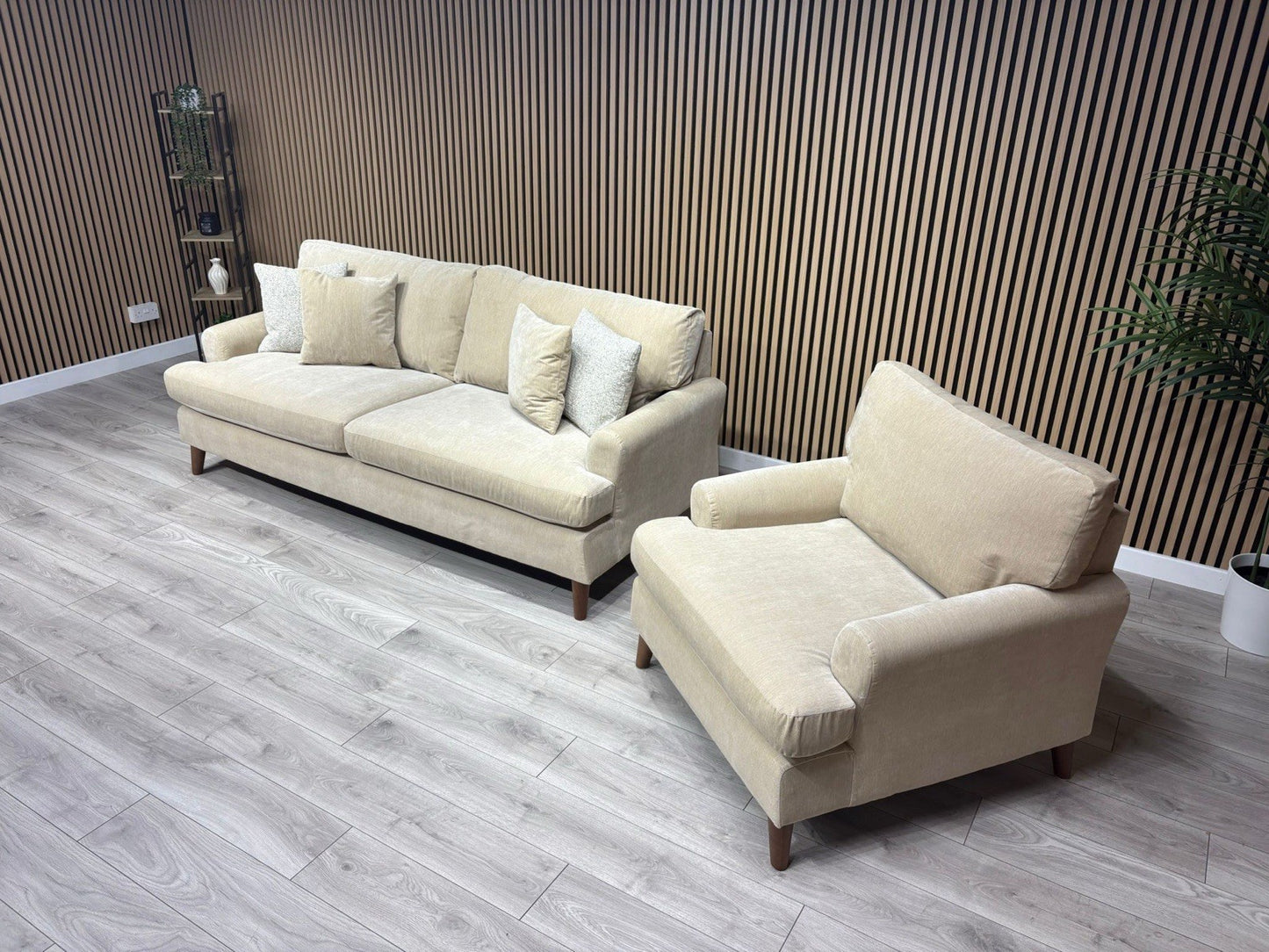 Furniture Village JACKSON Fabric Velvet 4 Seater Sofa + Armchair - RRP £1,840