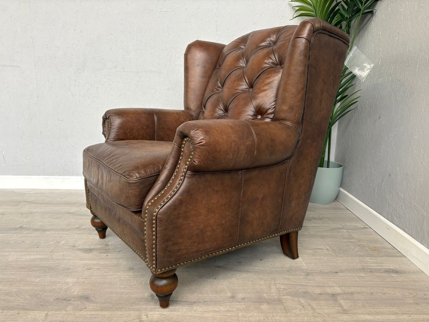 F. Village - At The Helm SHACKLETON Leather Chesterfield Wing Chair - RRP £1795