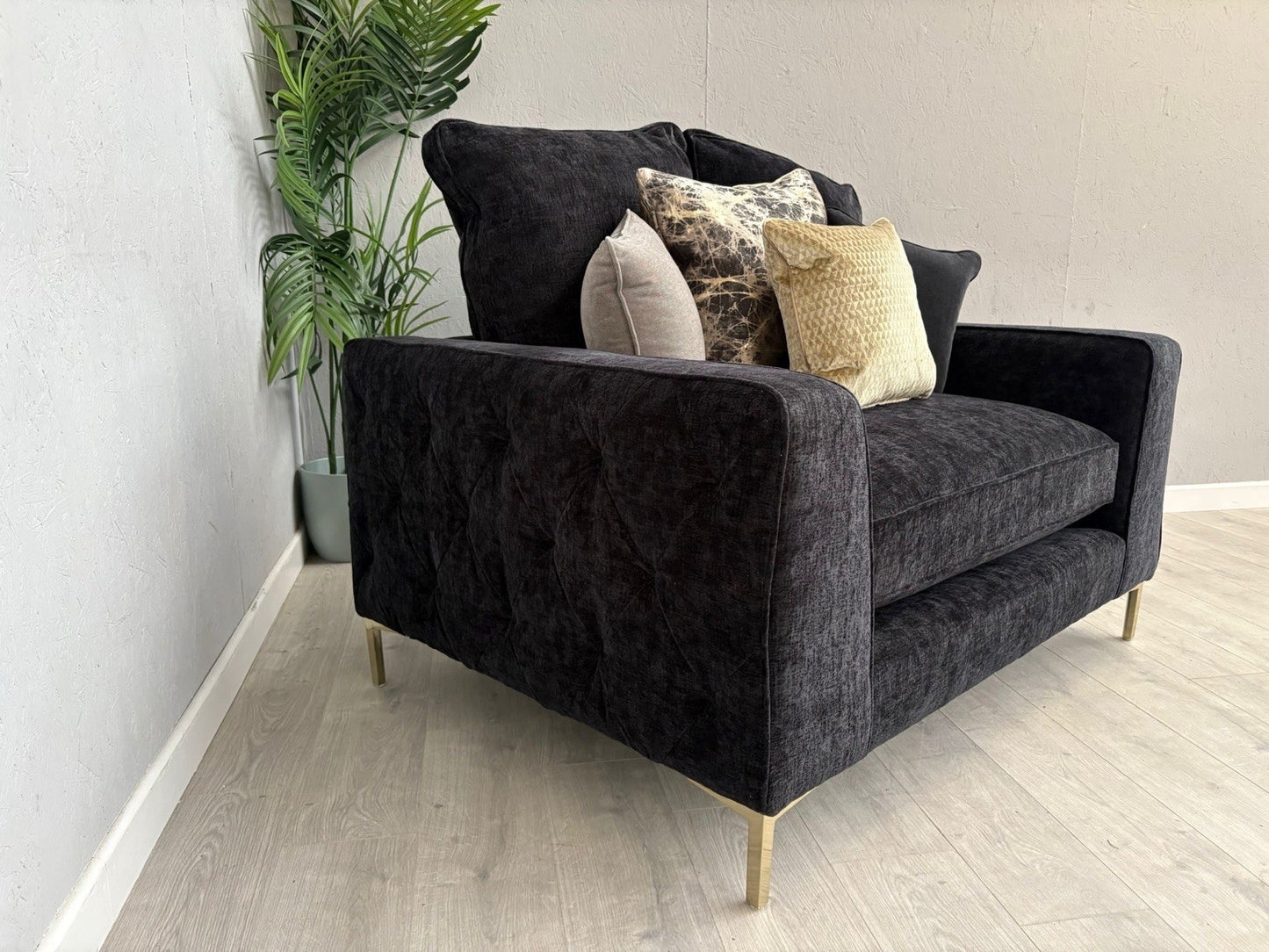 Sofology ROCOCO Fabric Love Seat Armchair / Chair, Verbier Jet - RRP £1599