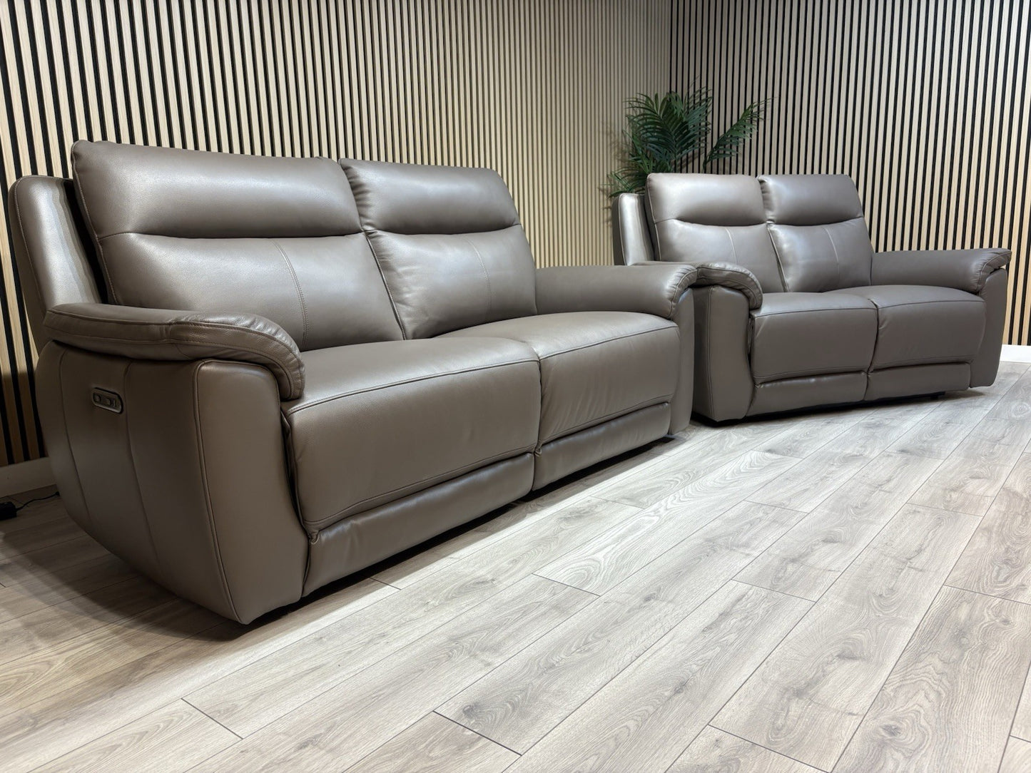 NAVONA 3 Seater + 2 Seater Leather Sofa Set, Power Recliners - RRP £3,498