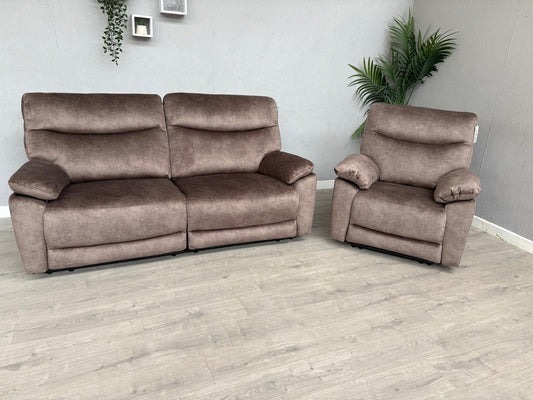 DFS - FAXON Fabric 3 Seater Sofa + Armchair, Power Recliner Sofa Set - RRP £1548