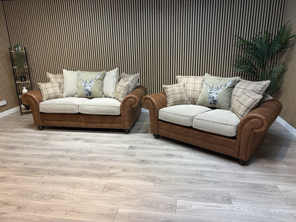 DARWIN Fabric Scatter Back 3 Seater + 2 Seater Sofa Set - RRP £2,598