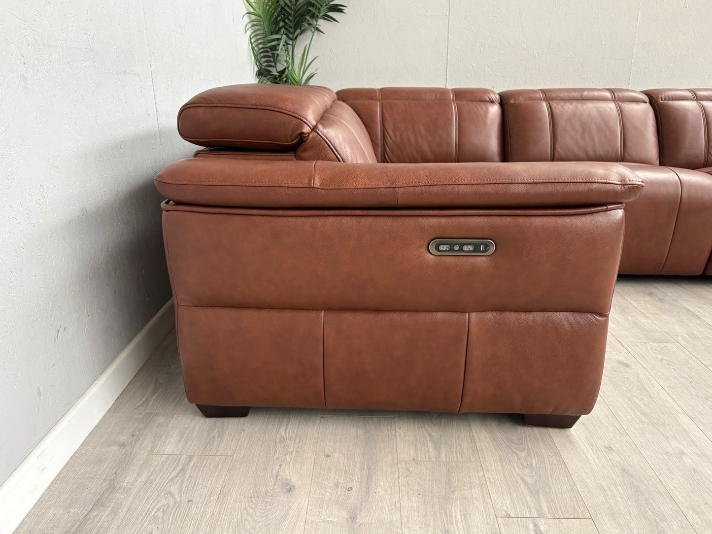 F.V Inca Leather Power Recliner Corner Sofa + Power Headrests - RRP £4095