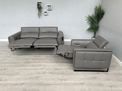 Furniture Village GISELLA Leather 3 Seater Sofa + Armchair Power Set - RRP £4390