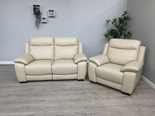 F. Village STARLIGHT EXPRESS Leather 2 Seater Power Recliner Sofa + Armchair