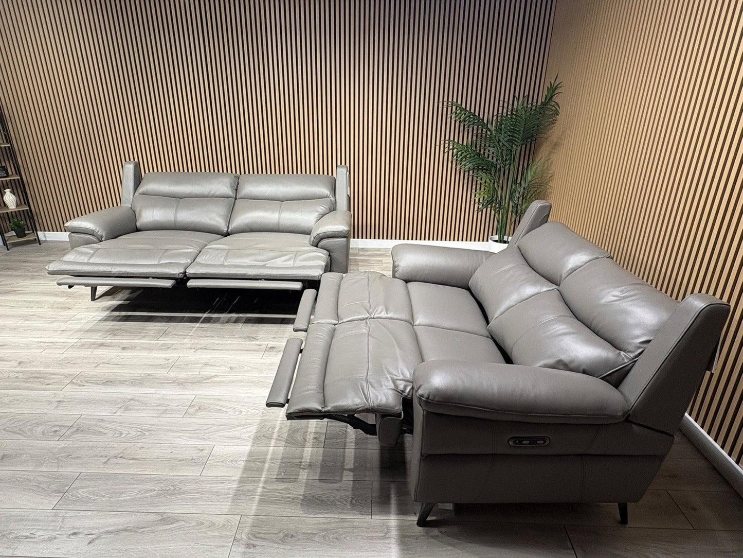 Furniture Village PANACHE Style Leather 3 + 2 Seater Power Recliner Sofa Set