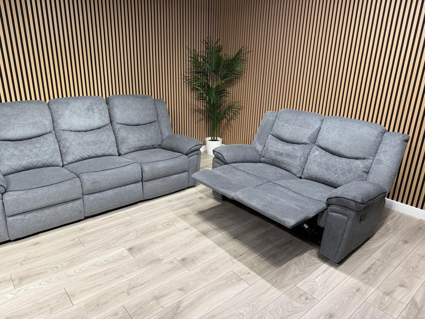 Very Myra 3 Seater Fabric Manual Recliner Sofa Grey