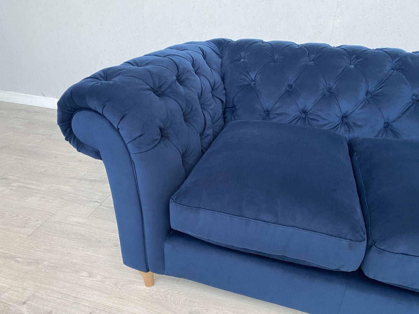 John Lewis - CROMWELL Chesterfield Fabric 2 Seater Sofa, Plush Navy - RRP £1,349
