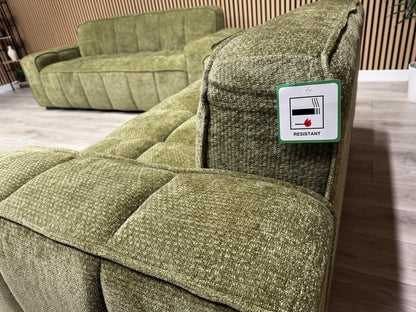 PARIS Fabric 3 Seater + 2 Seater Sofa Set, Olive - RRP £2,578