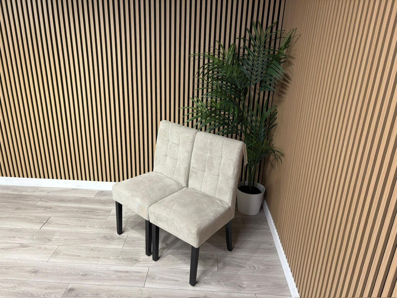 NEXT Sample - Flax Waffle Natural Fabric Dining Chairs